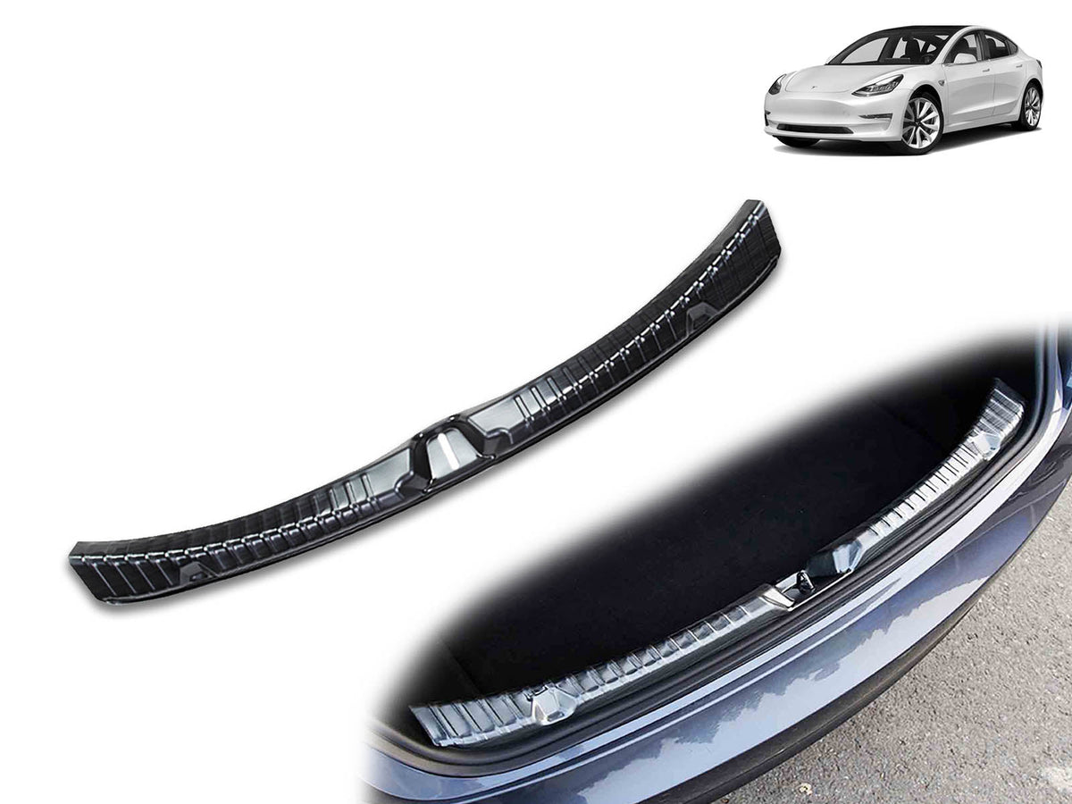 Tesla Model 3: Rear Bumper Sill Protector, Boot Sill Guard (Stainless Steel )