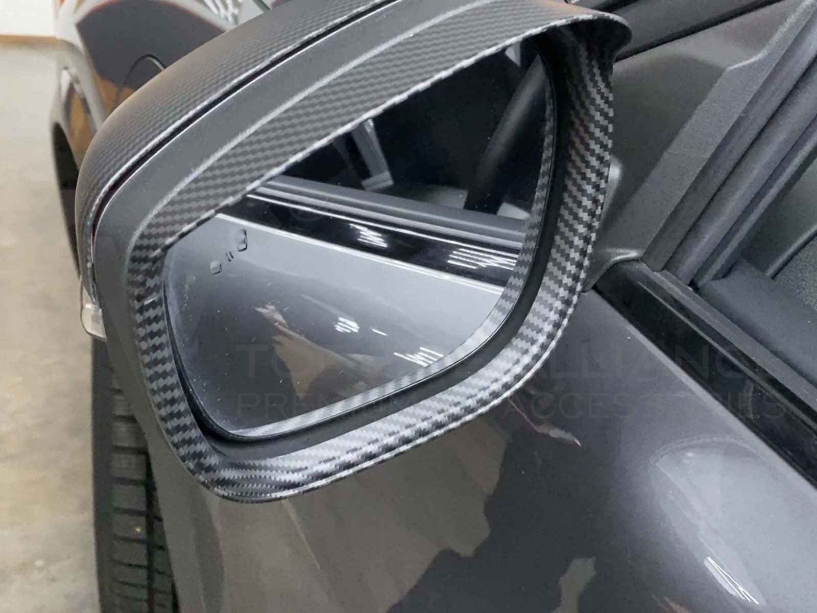 Ford Mustang Mach-e: Side Mirror, Rear View Mirror Rain Guard (Carbon-look) - Torque Alliance