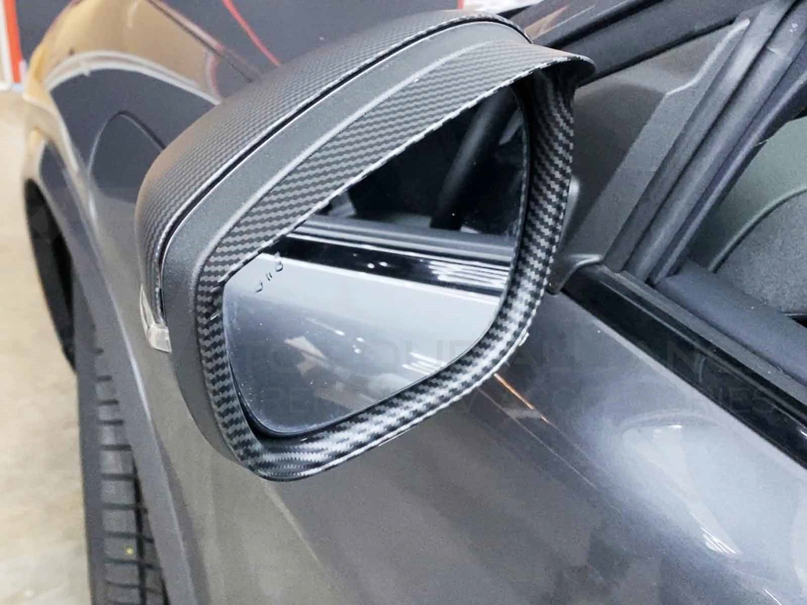 Ford Mustang Mach-e: Side Mirror, Rear View Mirror Rain Guard (Carbon-look) - Torque Alliance
