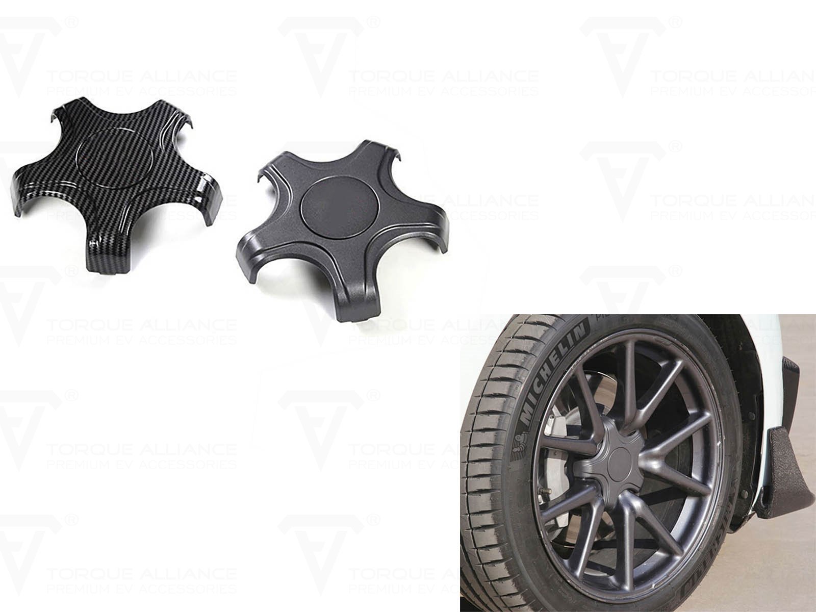 Model 3: Pentagram Aero Wheel Hub Caps - Torque Alliance