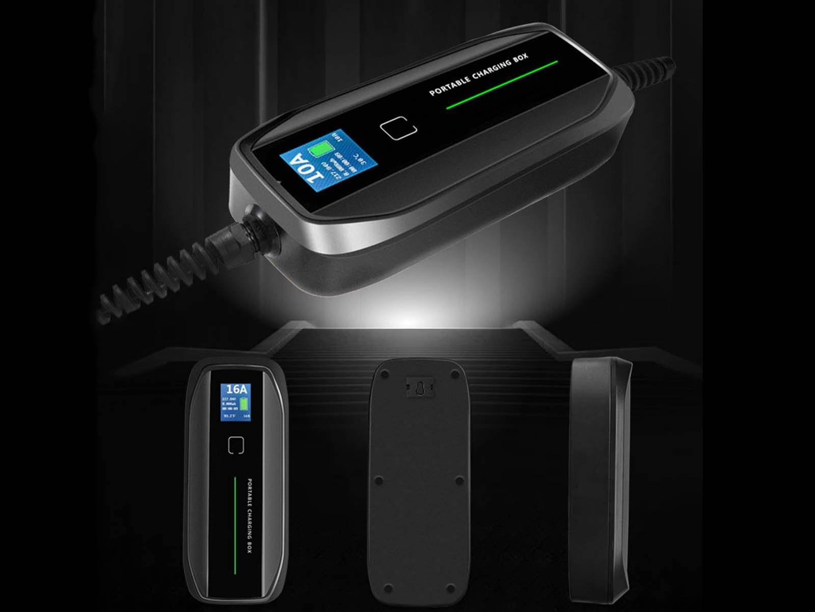 Portable EV Charger with LCD Display, Schuko (wall socket) to Type 2 (car), 6-16A,5m, Besen - Torque Alliance