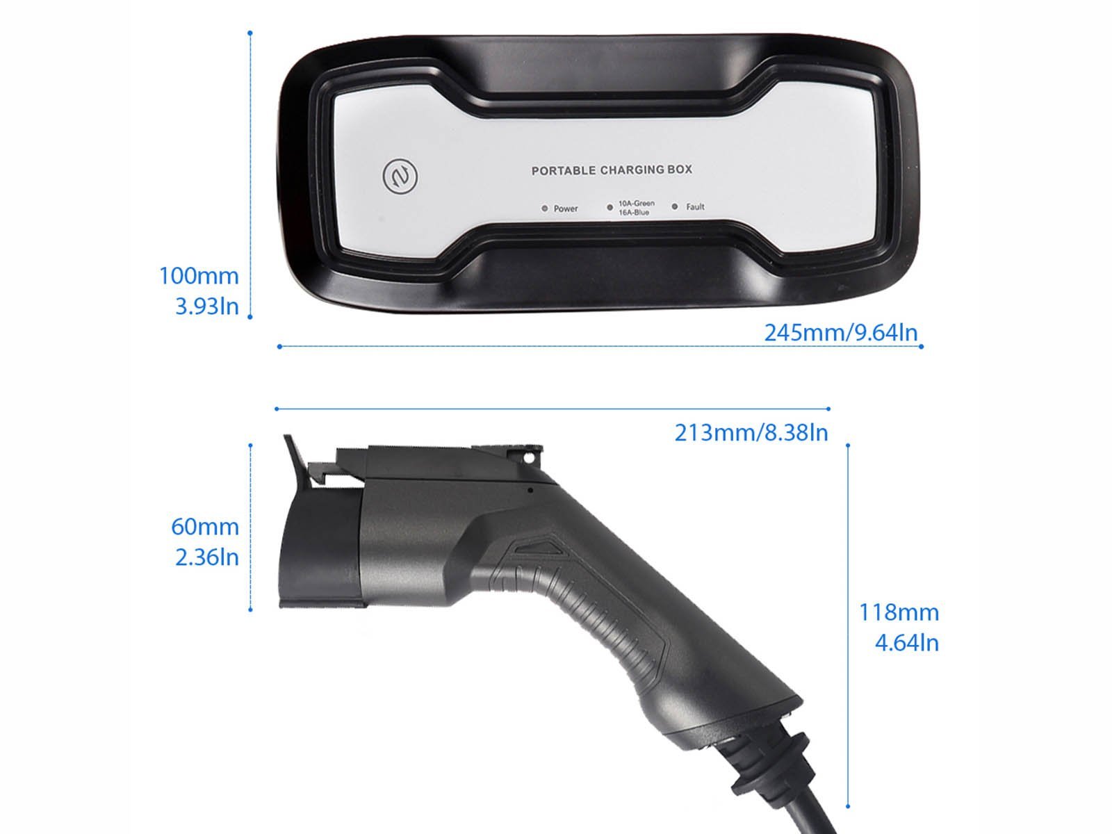 Portable EV Charger,Schuko (wall socket) to Type 1 (car),6-16A,5m,Besen - Torque Alliance