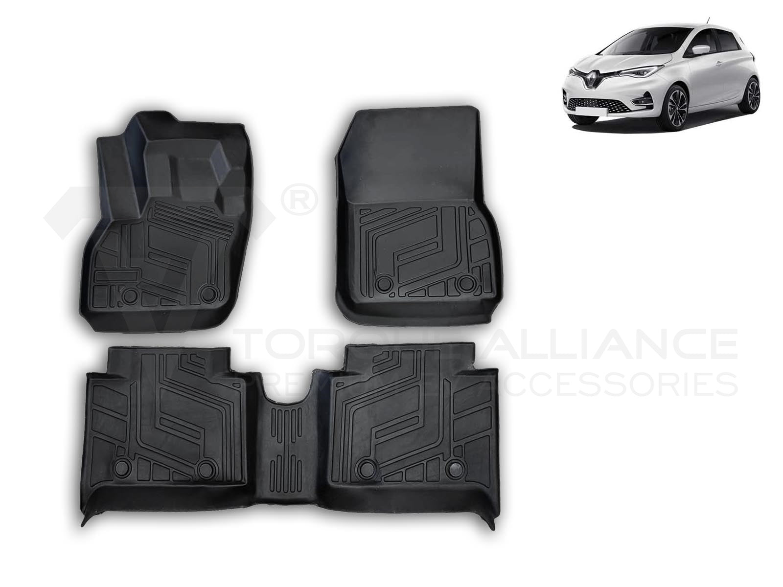 Rubberen matten vooraan rubberen vloermatten set voor Renault Zoe (2012-2024) - 2-delig - precies passend Rubberen matten vooraan rubberen vloermatten set voor Renault Zoe (2012-2024) - 2-delig - precies passend