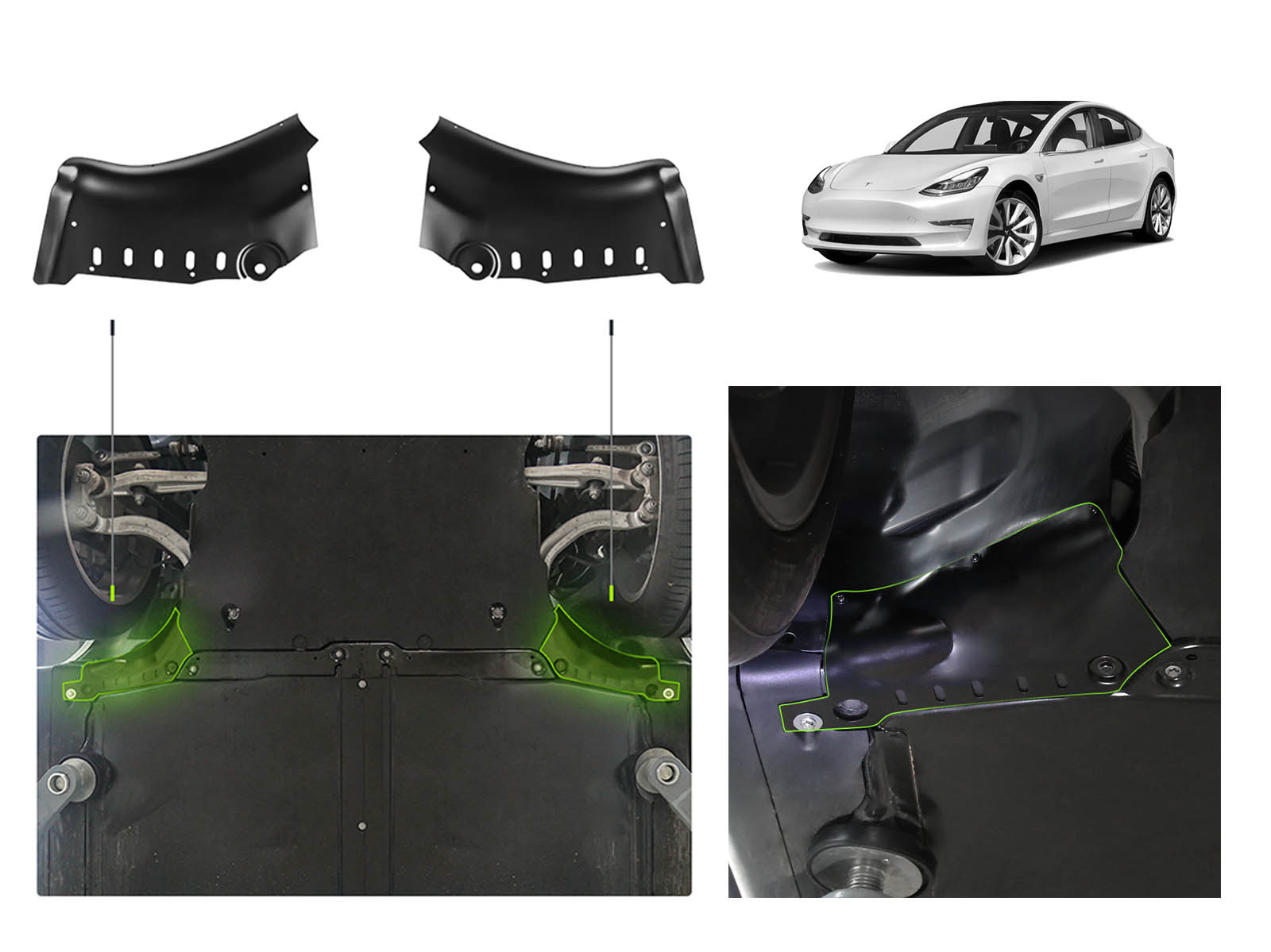 Tesla Model 3: Schutzblech für das Kühlmittelrohr unter dem Fahrgestell (Aluminiumlegierung) - Torque Alliance