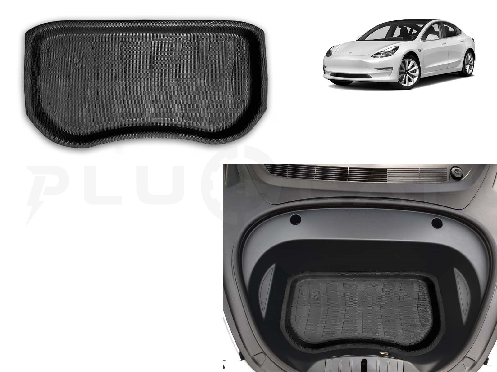 Tesla Model 3 : Tapis de coffre 3D (caoutchouc TPR de qualité supérieure) - Torque Alliance