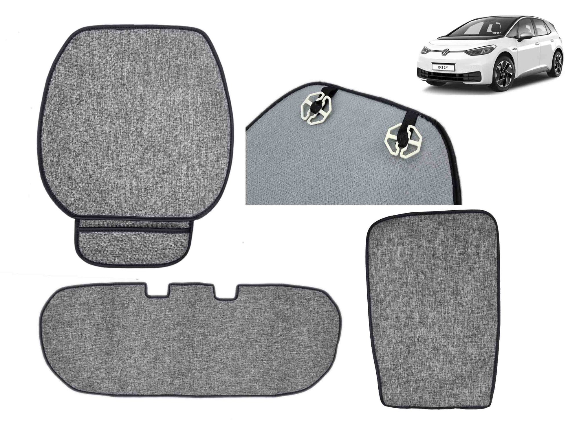 VW ID 3 : Jeu de housses de siège, jeu de protections de siège (7 pièces) - Torque Alliance