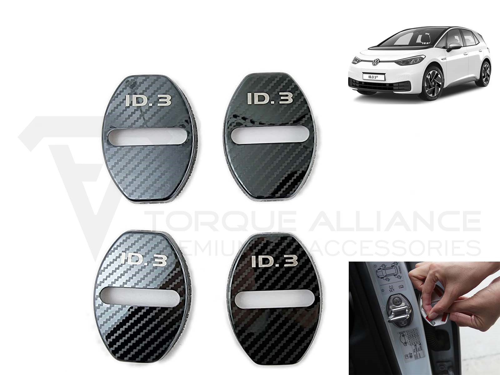 VW ID.3 : Jeu de capuchons de verrouillage de porte (aluminium, 4 pièces) - Torque Alliance