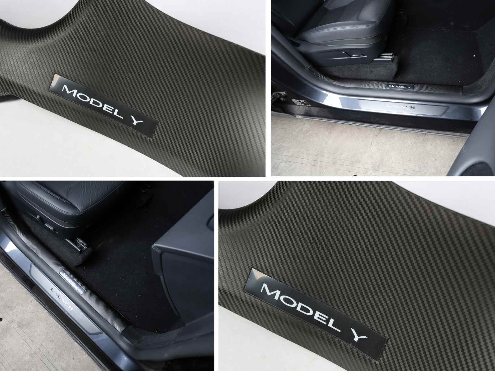 TJ385_TeslaModelY2025_JuniperInteriorDoorSillProtector_ABSCarbonLook