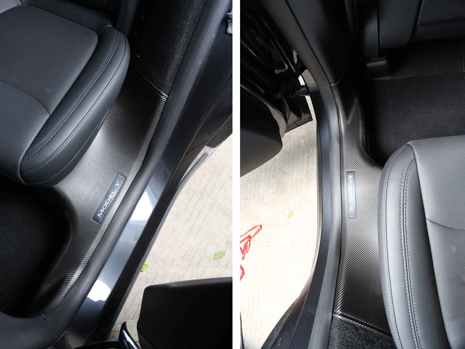 TJ385_TeslaModelY2025_JuniperInteriorDoorSillProtector_ABSCarbonLook