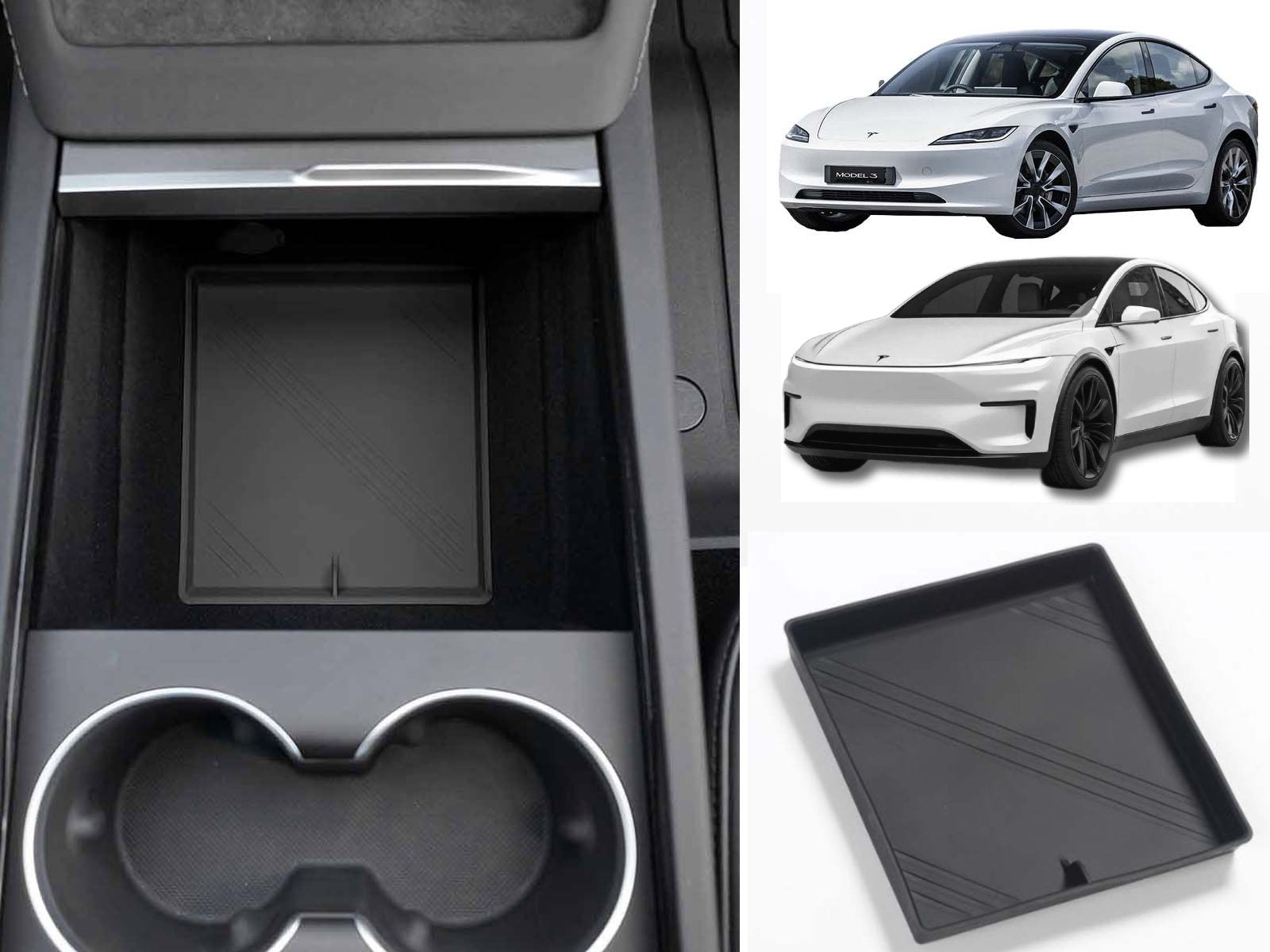 Tesla Model 3 (2024 Highland) / Model Y_2025 Juniper: Center Console Storage Mat (Premium Silicone Rubber)