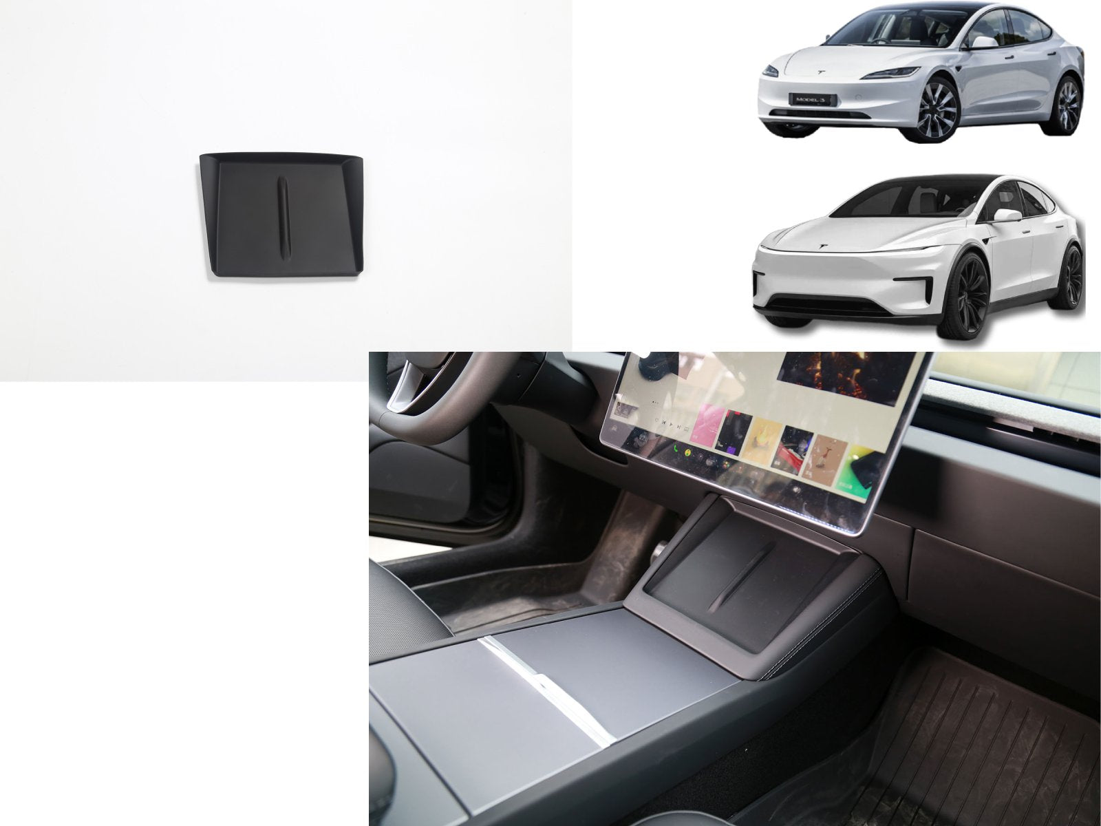 Tesla Model 3 (2024 Highland)/ Tesla Model Y_2025 Juniper: Wireless Charging Pad Mat (Premium Silicone Rubber)