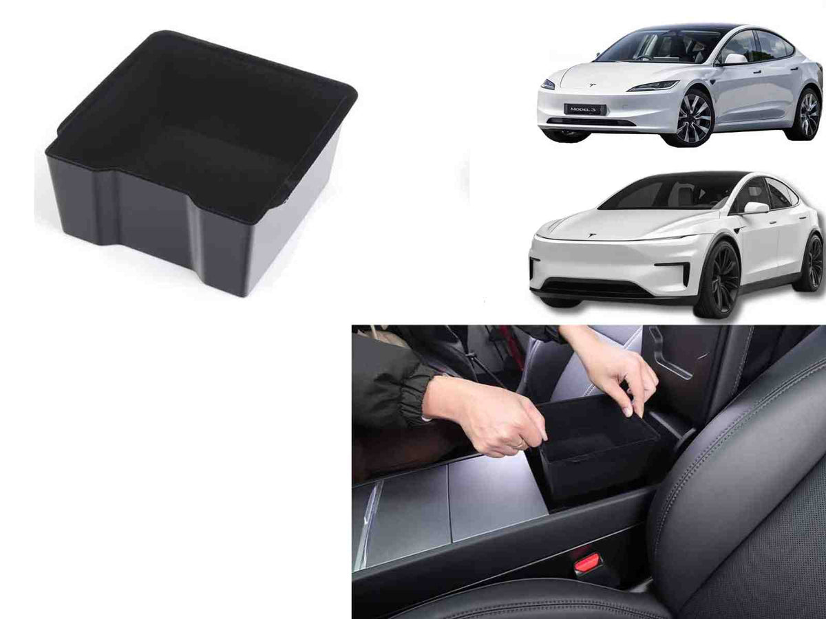 Tesla Model 3 (2024 Highland) and Model Y (2025 Juniper): Armrest Organizer, Rear Center Console Storage Tray