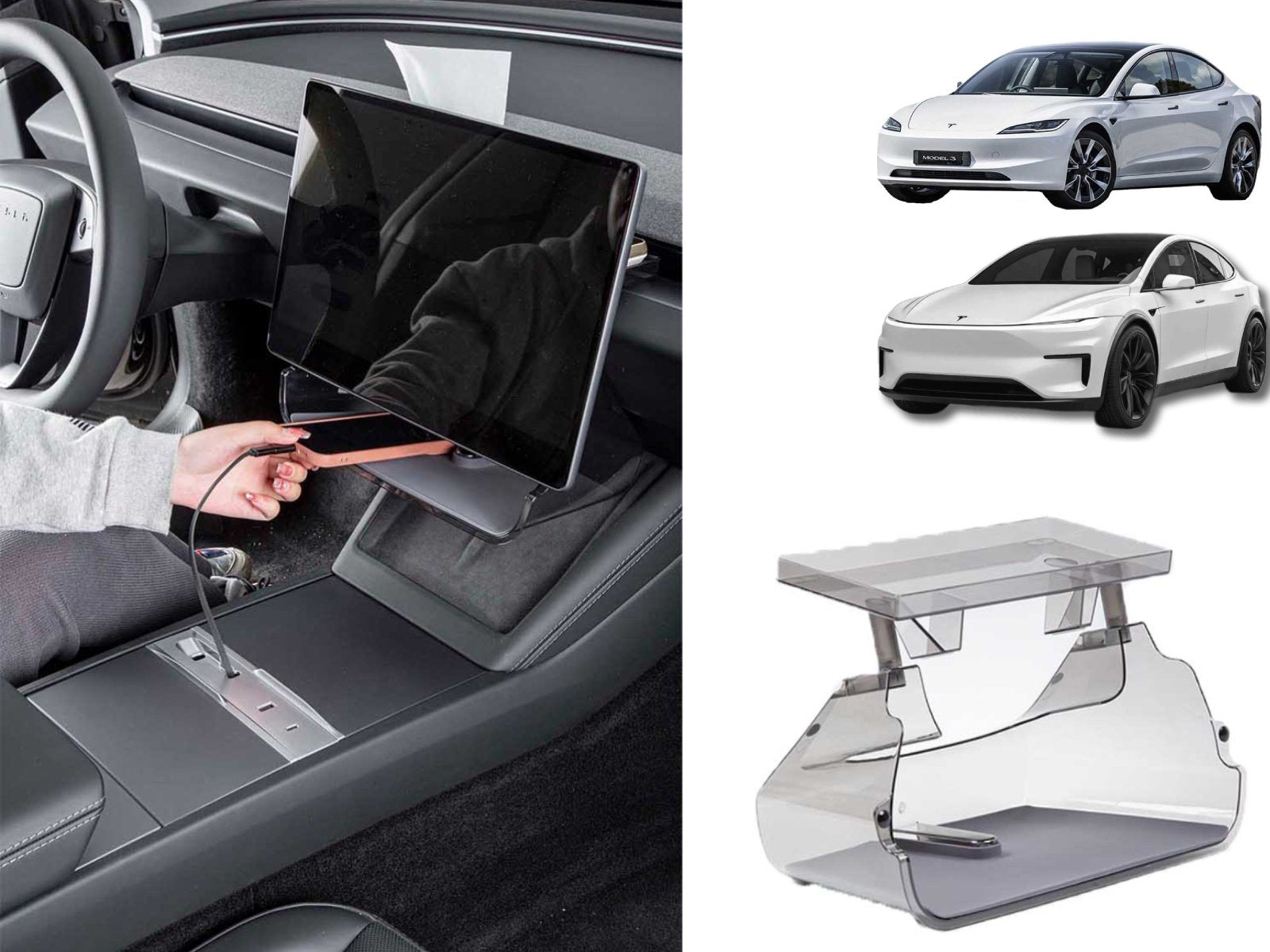 Tesla Model 3 (2024 Highland)/ Model Y_2025 Juniper: Behind Screen Organizer & Under Screen Storage Tray