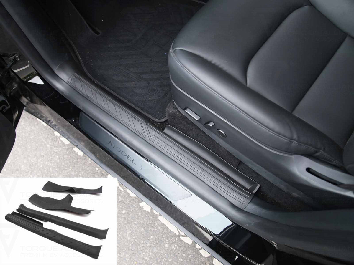 Tesla Model Y: Door Sill Protector Set (Premium Recyclable Rubber, 4 pcs)