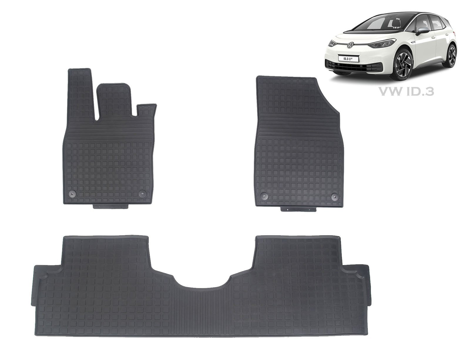 ID.3: Premium Rubber All Weather Interior Floor Mats (Flat Design),Left-hand-drive - Torque Alliance