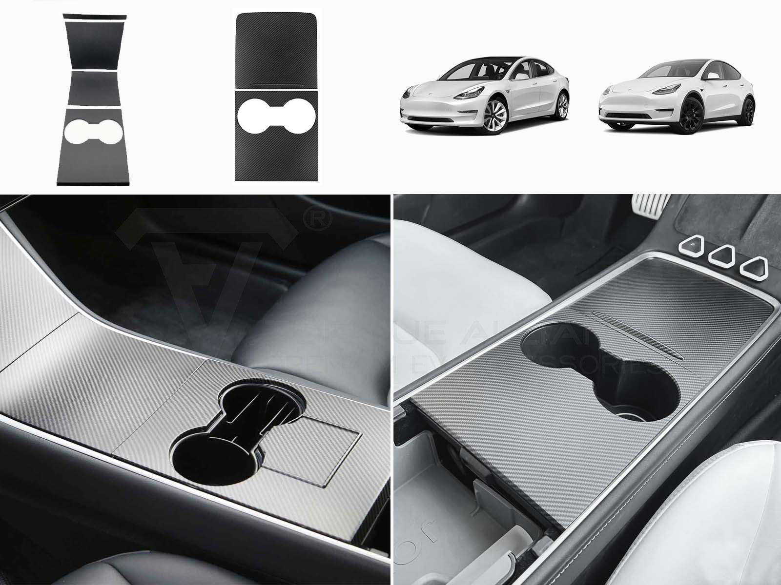 Model 3 and Model Y: Middle Console Cover Set (ABS+ Coating) - Torque Alliance