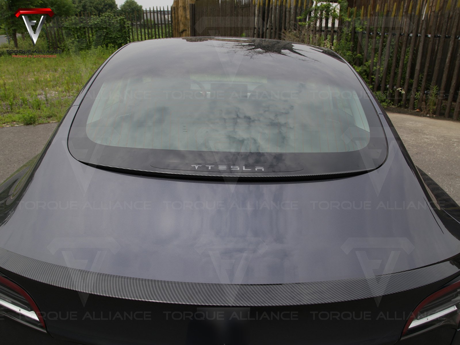 Rear Window Roof Spoiler For Tesla Model S (All Years) – Unpainted Black – Spoilerking