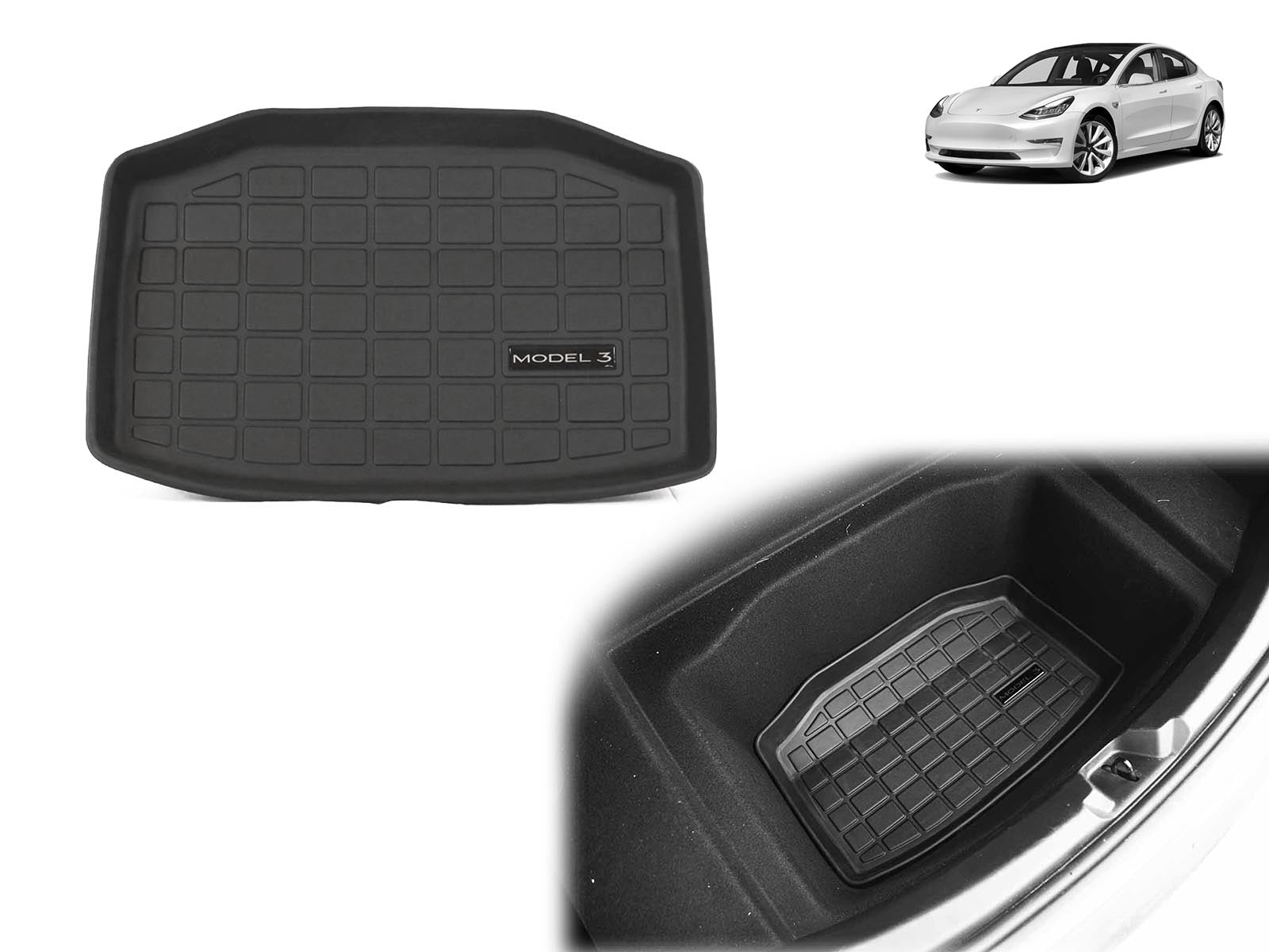 Model 3: Trunk Lower Compartment Mat (Premium Recyclable Rubber) - Torque Alliance