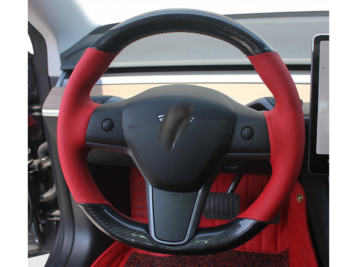 Tesla Model 3 and Model Y: Custom Made Carbon Fiber Steering Wheel