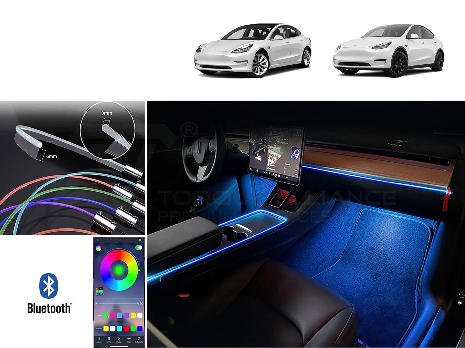 Model 3&Y: Middle Console Ambient LED strip - Torque Alliance