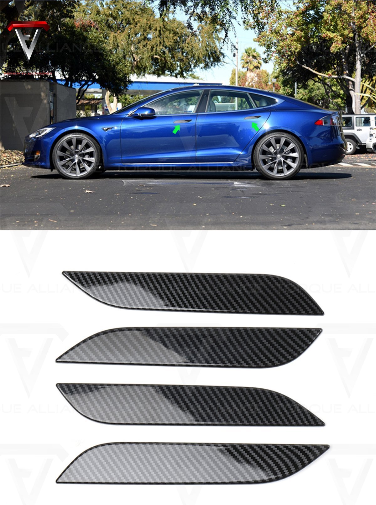 Model S: Multi-layers Door Handle Stickers (Carbon Look) - Torque Alliance