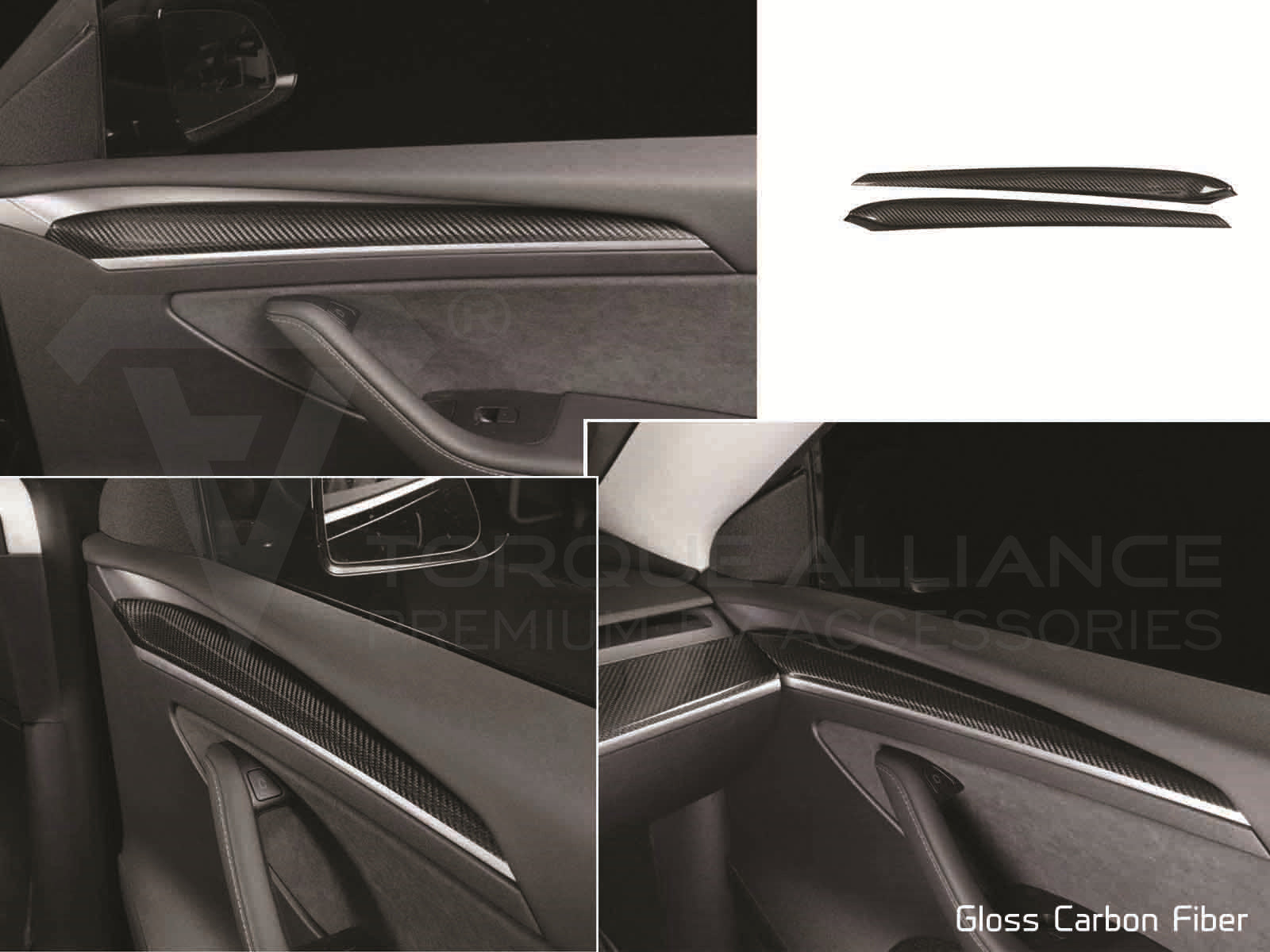 Model 3&Y:Genuine Carbon Fiber Door Panel Insert, Door Panel Trim