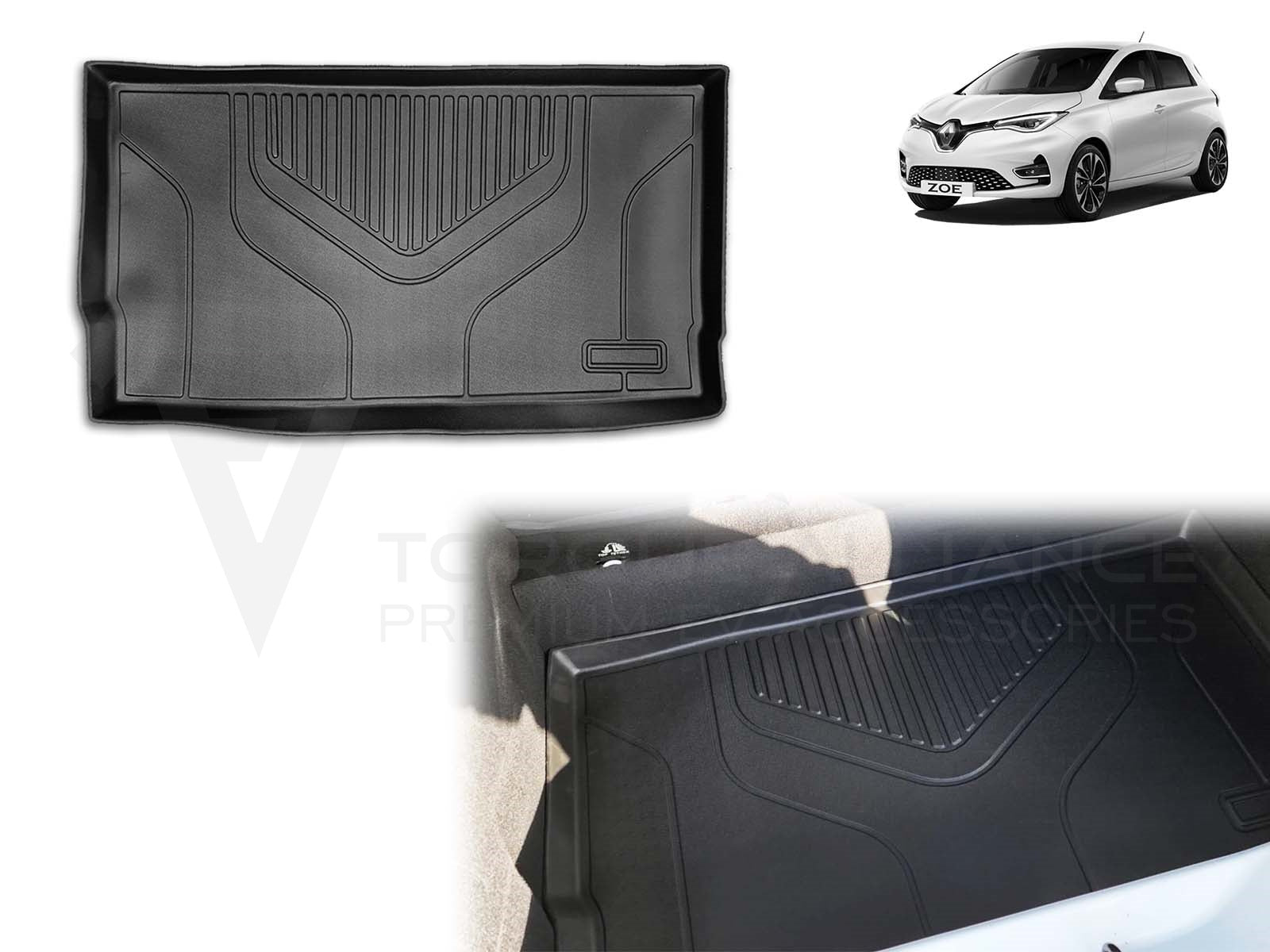 Renault Zoe: Trunk Lower Compartment Mat, Lower Boot Liner (Premium Recyclable Rubber) - Torque Alliance