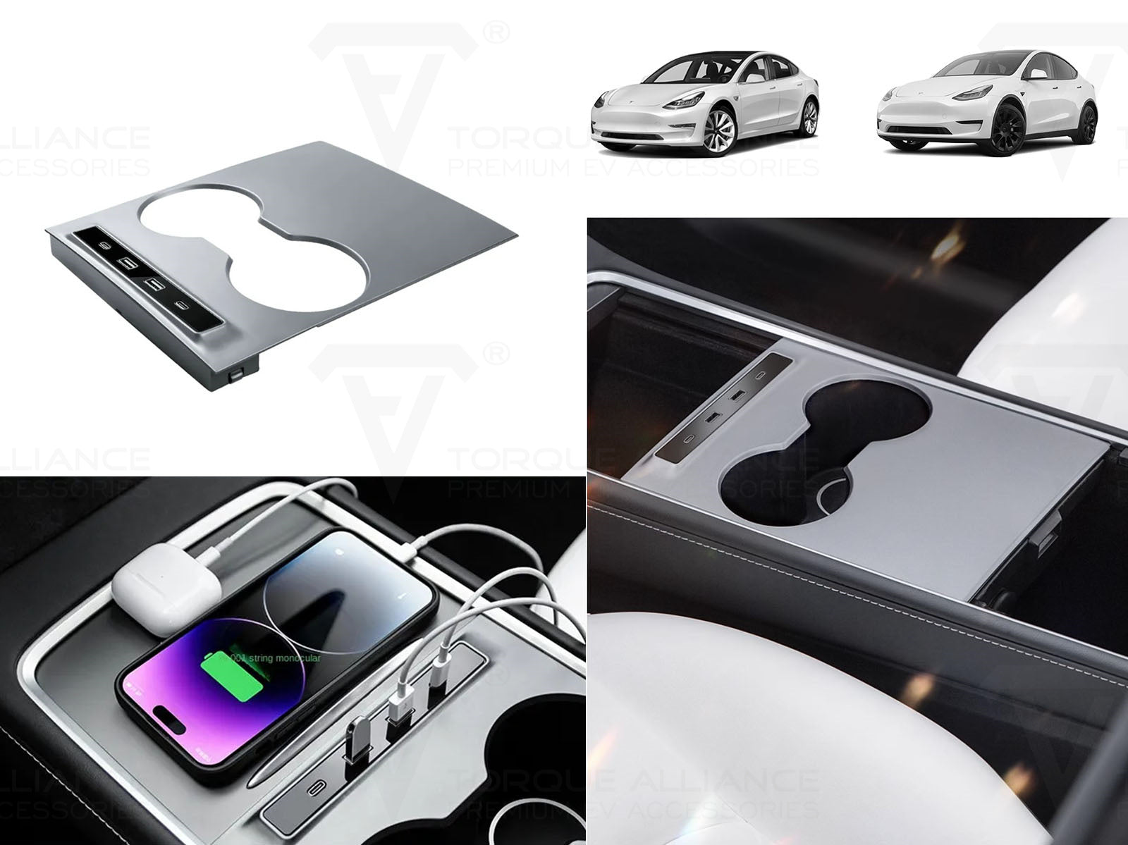 Tesla Model 3 and Model Y: Center Console quick charging USB HUB Exten -  Torque Alliance