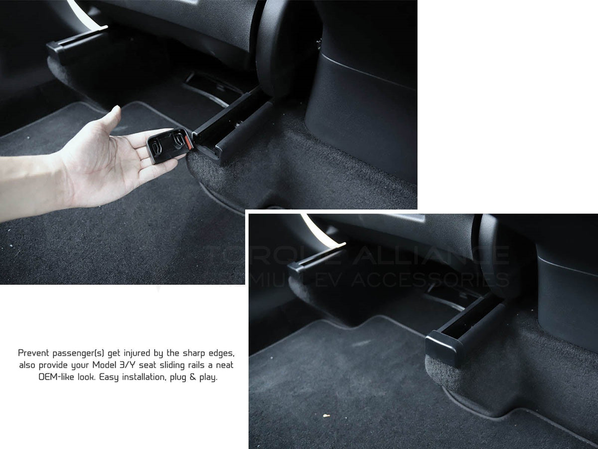 Tesla Model 3 and Model Y: Seat Slide Rails Soft Rubber Cover Plugs (4
