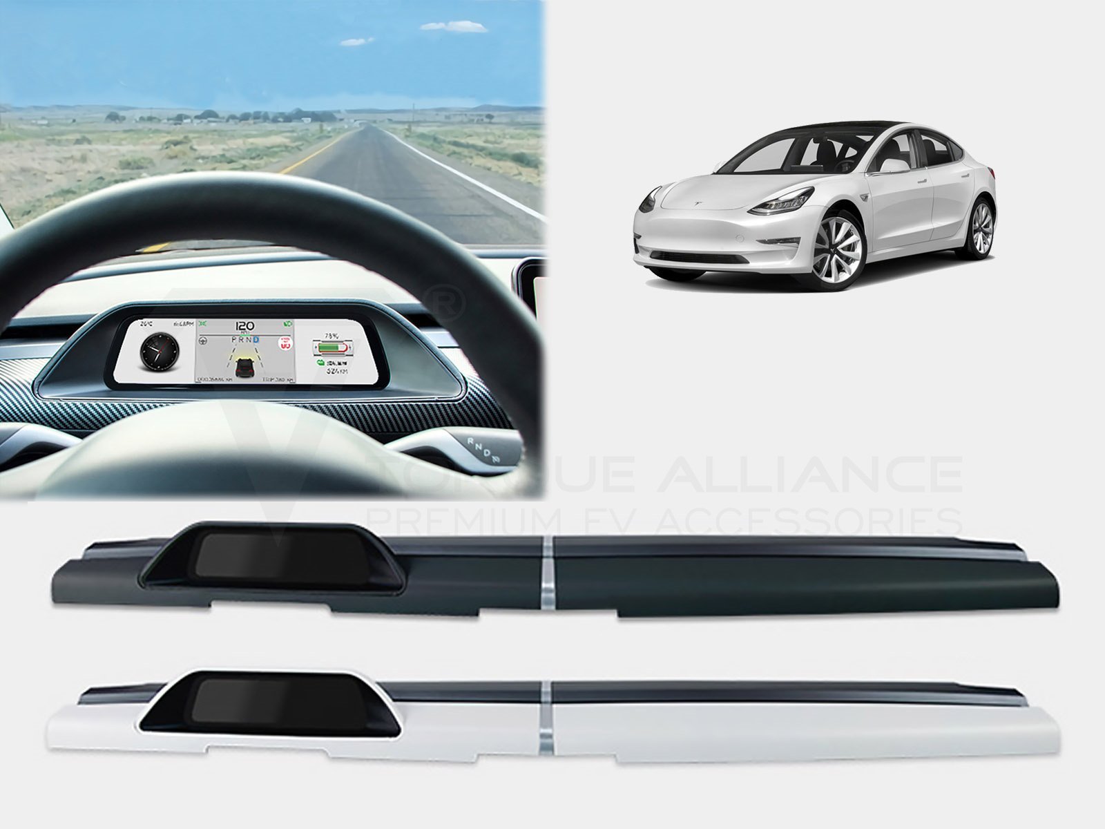Tesla Model 3&Y: Dashboard Upgrade Module with Instrument Display