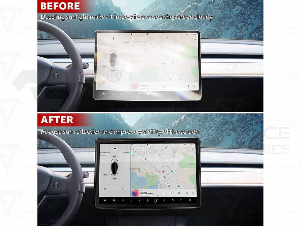 Tesla Model 3&Y Screen Edge Protector, Antiglare Cover Torque Alliance