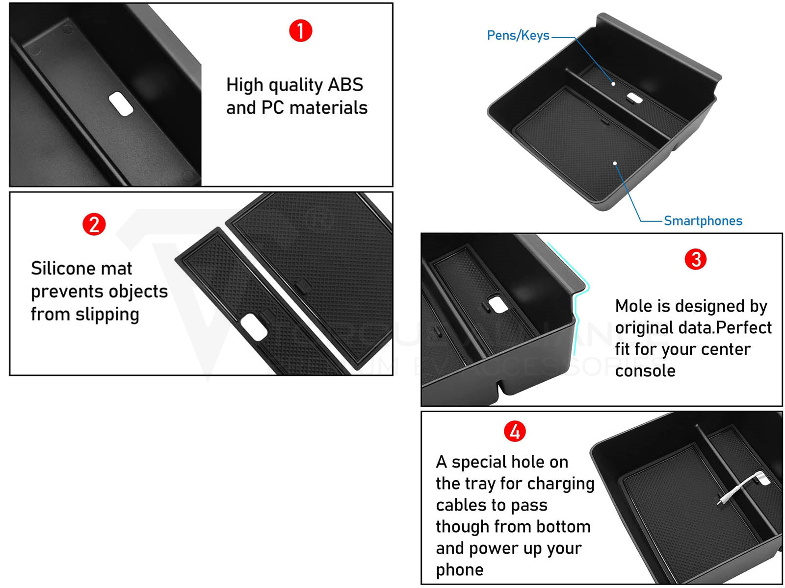 Tesla Model S,Model X: Middle Console Organizer - Torque Alliance
