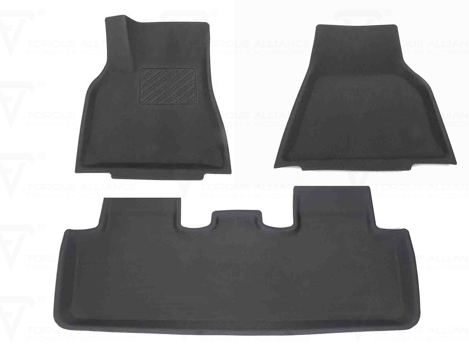 Tesla Model Y: All-weather Interior Floor Mat Set (3 pcs, 3D-TPR