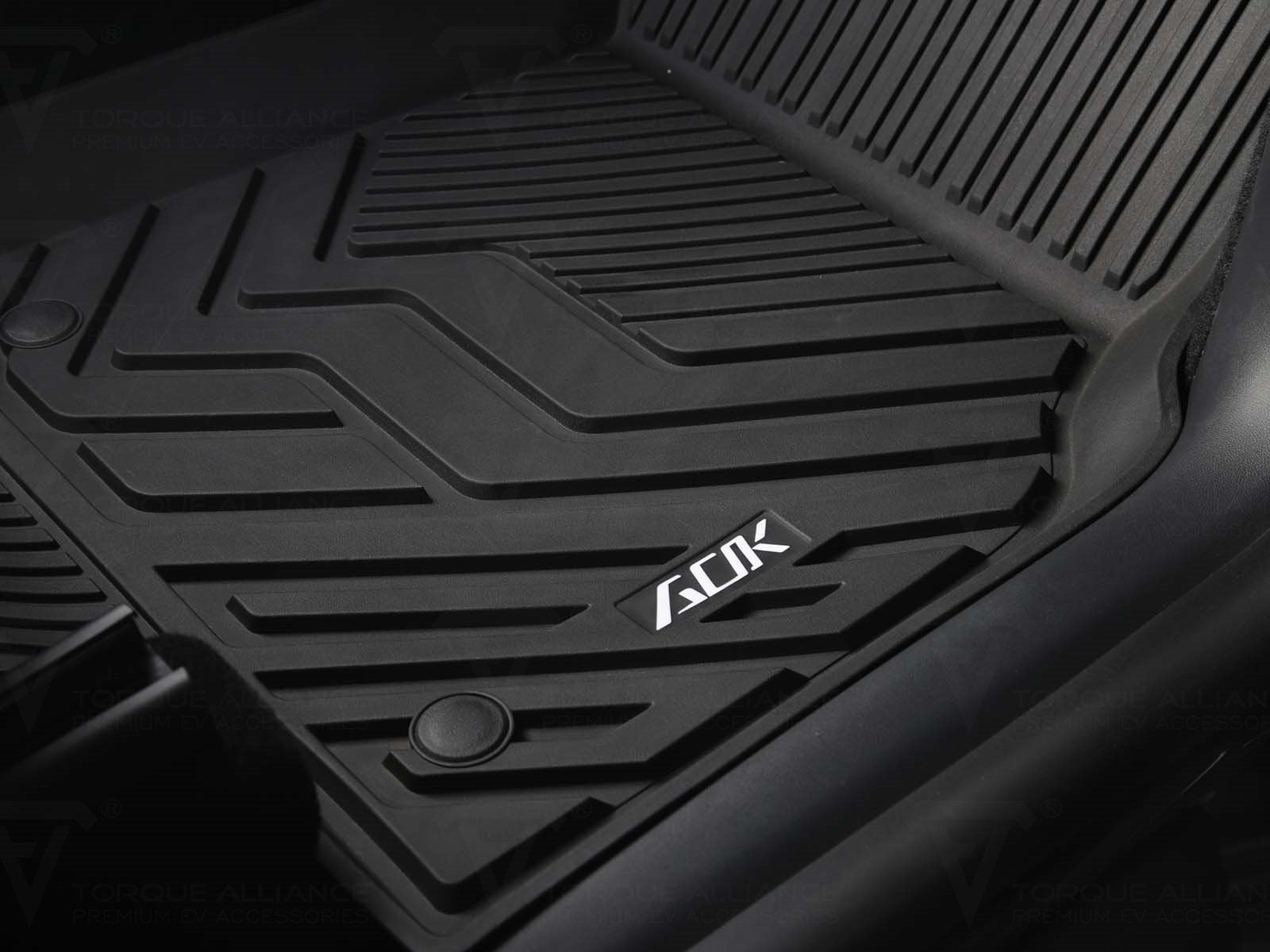 Tesla Model Y: All-weather Interior Floor Mat Set (3 pcs, Premium Recyclable Rubber) - Torque Alliance