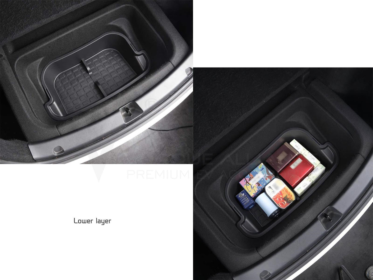 Dual-layer storage box in the front and rear trunk of Tesla Model