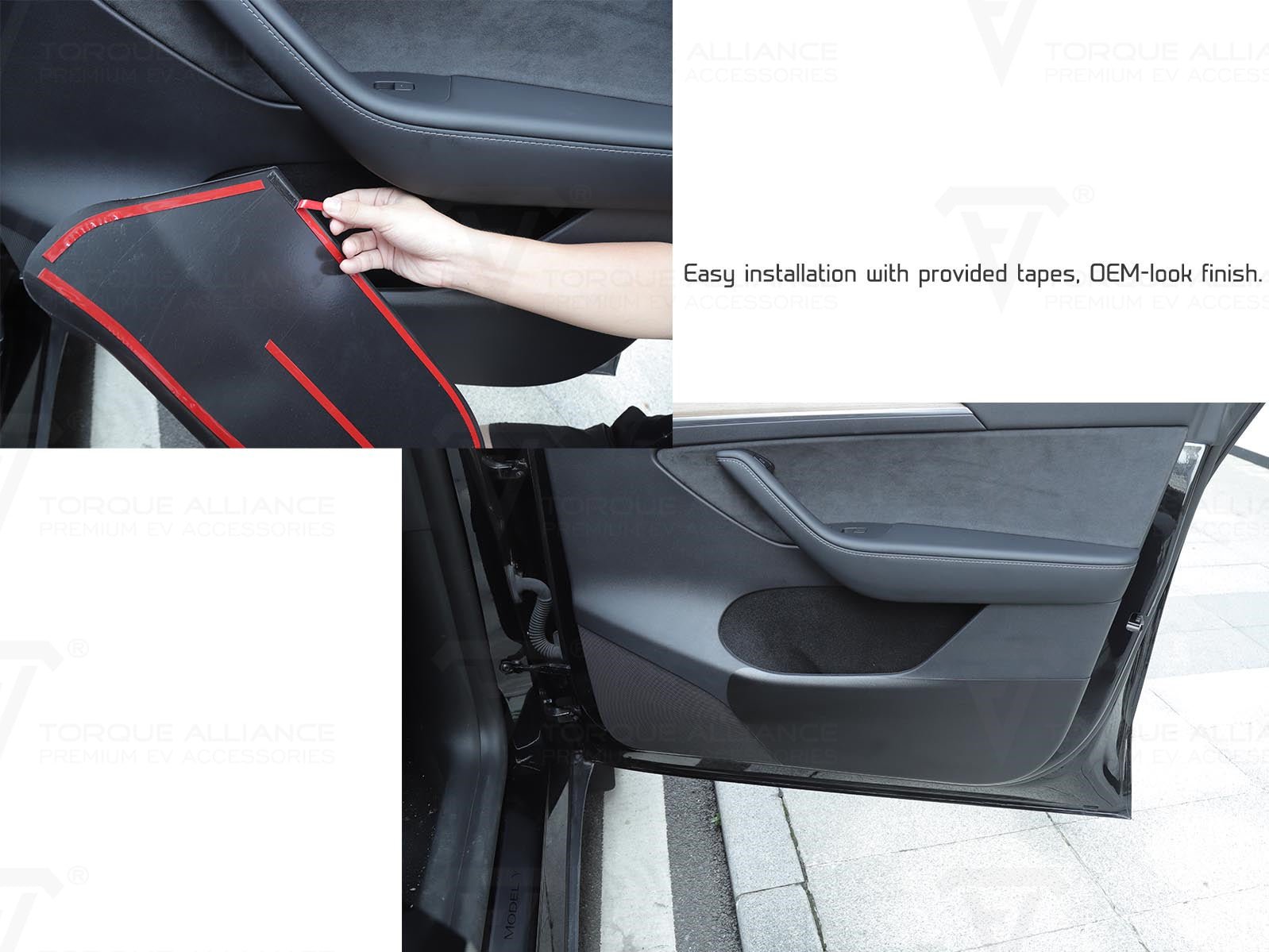 Tesla Model Y: Factory Customized Anti-kick Door Protection Plates (set of 4) - Torque Alliance