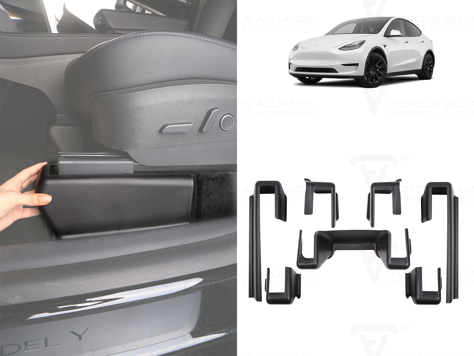 Tesla Model Y: Seat Slide Rail Anti-Kick Corner Guard (set of 7) - Torque Alliance