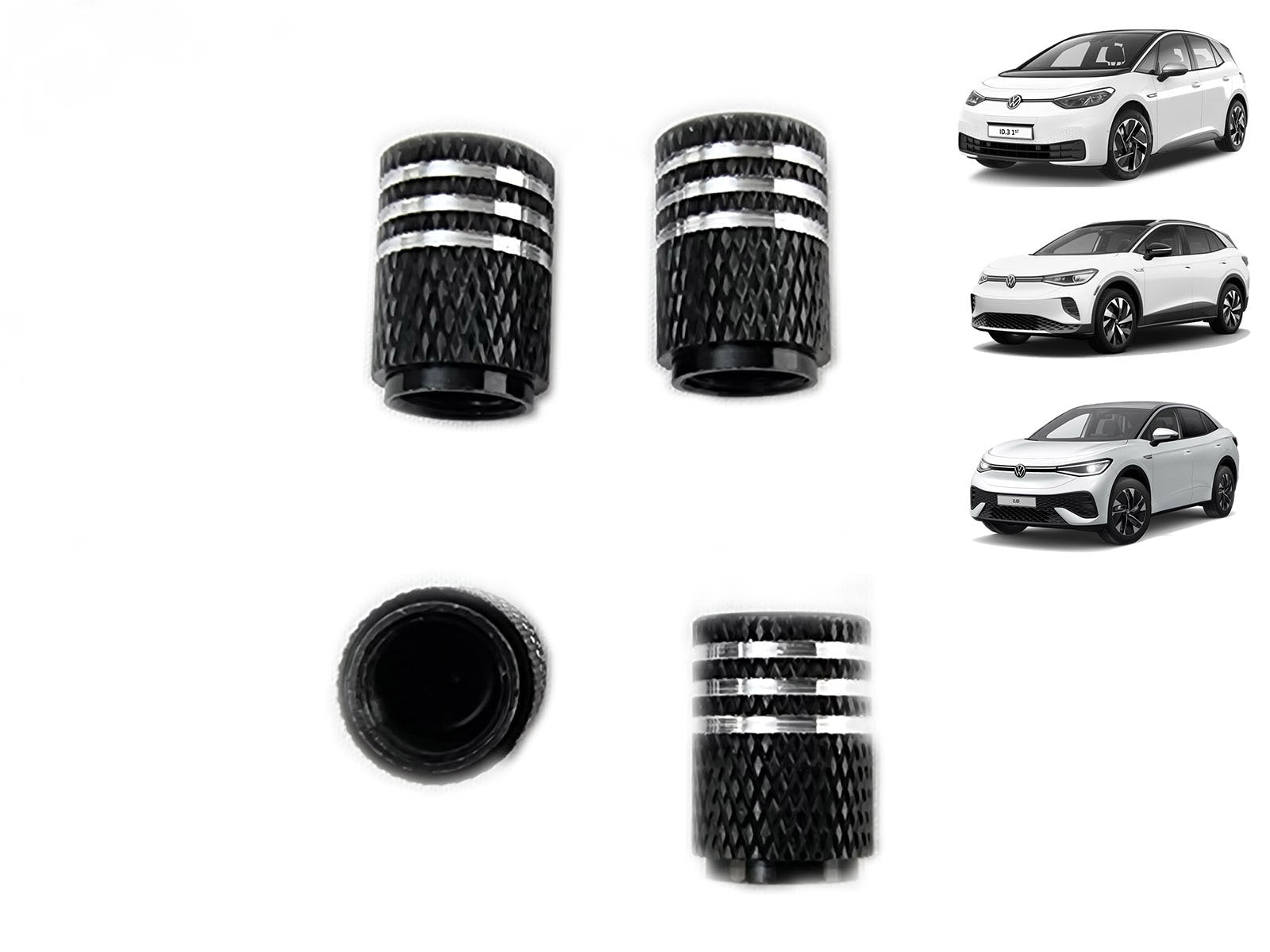 VW ID.3,ID.4,ID.5: Wheel valve caps, air valve stem covers (Aluminum, 4 pcs) - Torque Alliance